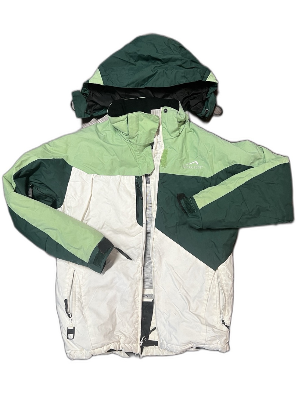 Ski Jacket - Green & White Waterproof Snow Coat